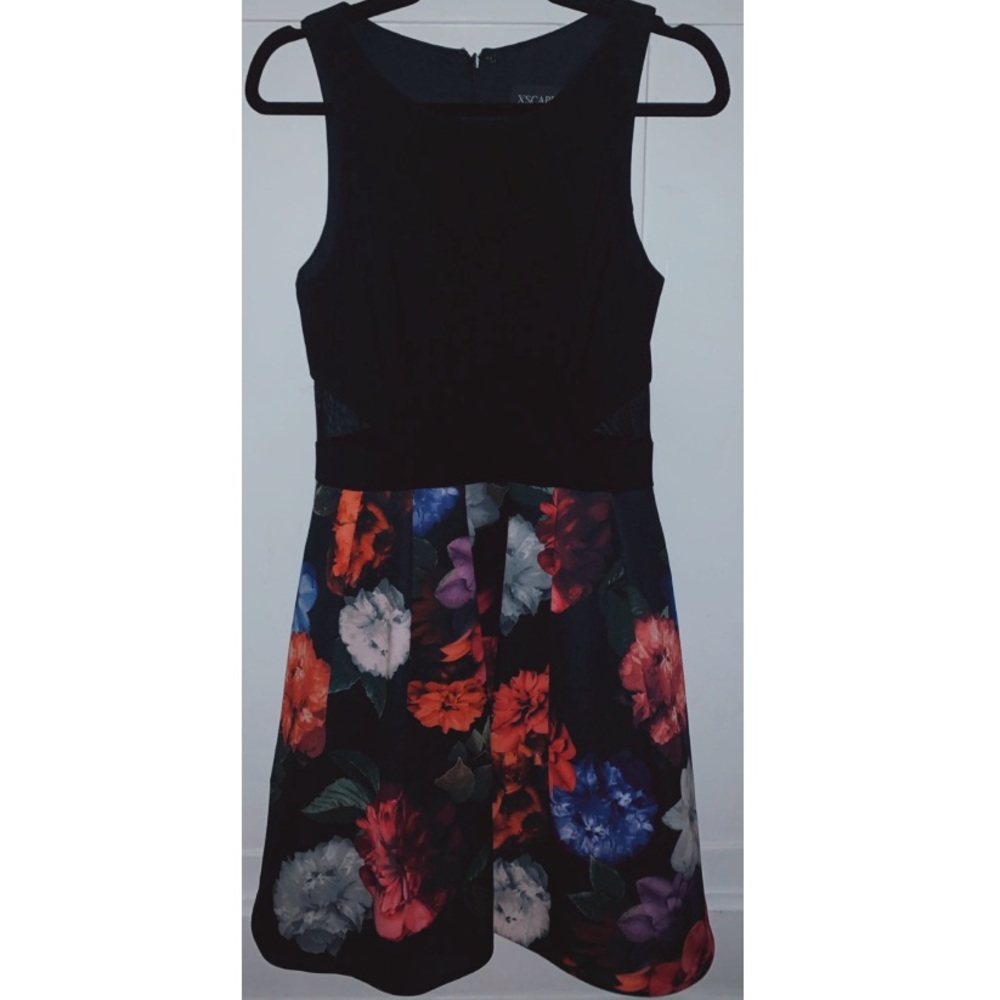 Black Dress With A Floral Pattern Bottom